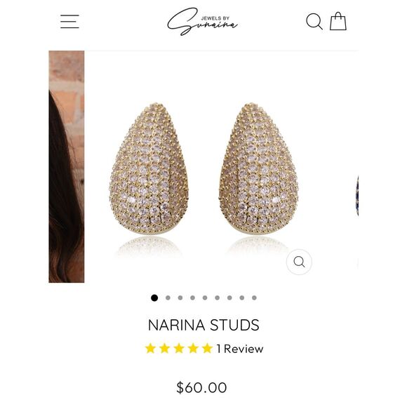 Jewels by Sunaina NARINA 2” Studs Earrings Gold - Picture 2 of 4